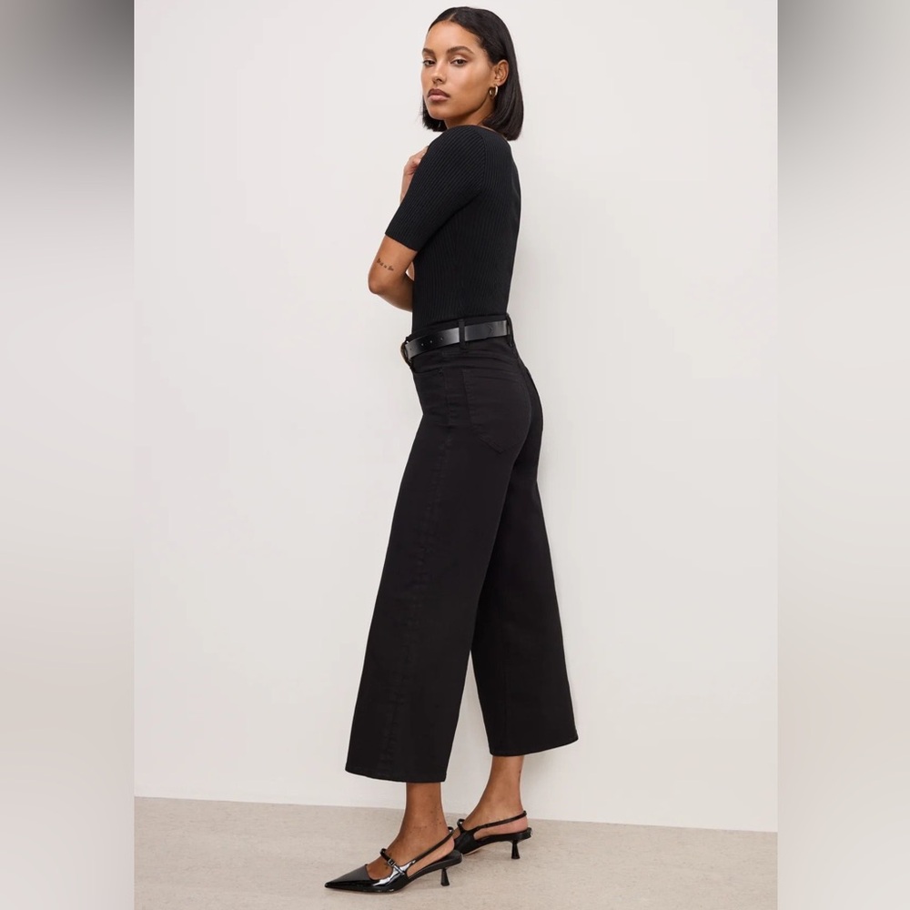 NWT Good American Good Waist Black Palazzo Crop Jeans - Picture 5 of 15